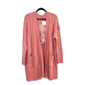 Kirundo Pink Chunky Knit Cardigan With Belt NWT Size Medium